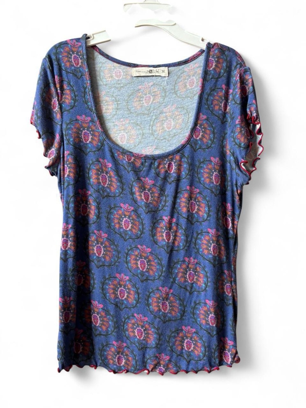 Natural Life Women's Blue Floral Scoop Neck Tee